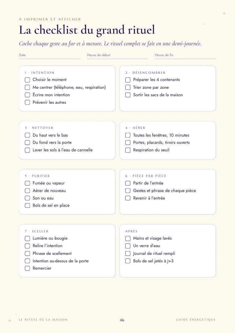 Page : la checklist du grand rituel